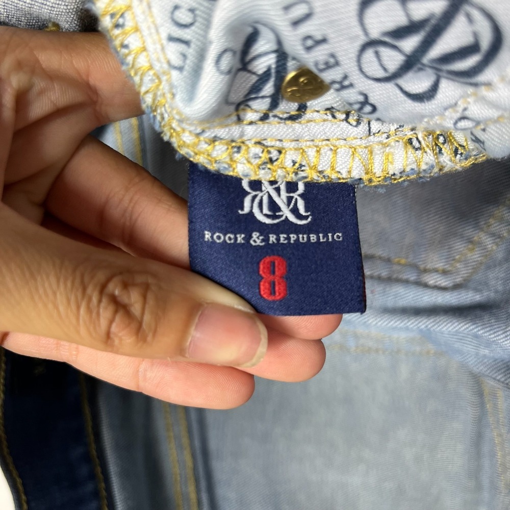 Rock & Republic Roskilde Cropped Jeans Women's 8 Blue Denim Classic - 28X18 - Picture 9 of 14